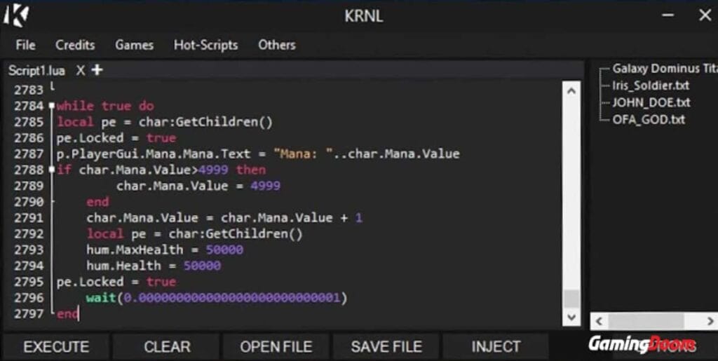 Screenshot of KRNL exploit