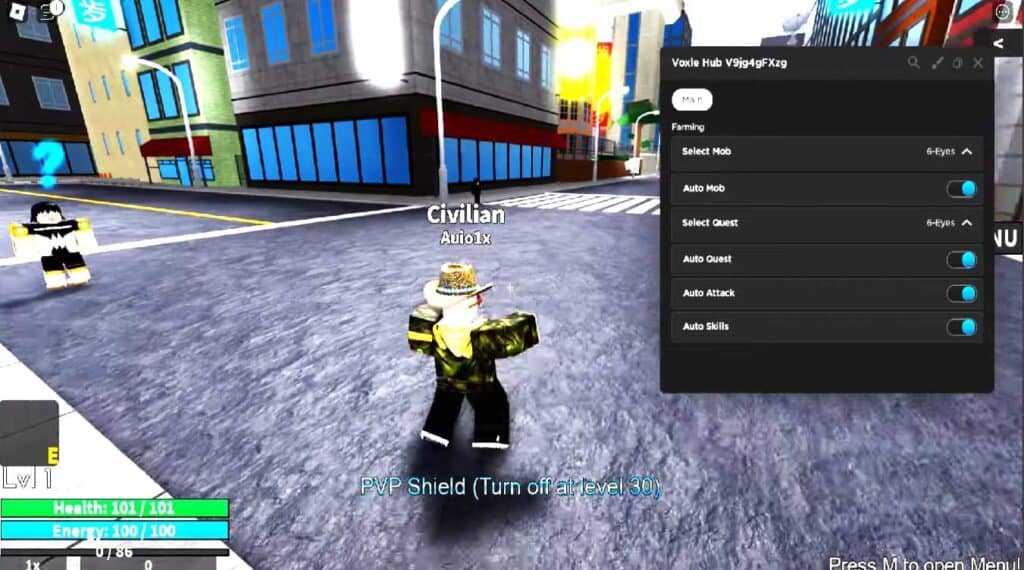 Screenshot of Roblox My Hero Mania script gameplay