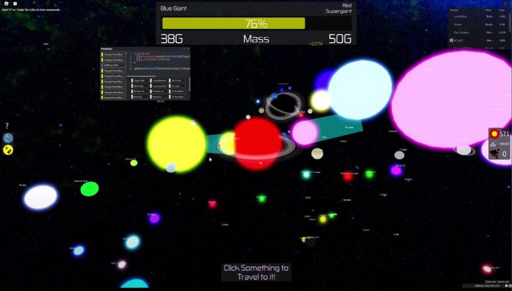 Image of Planet Simulator script gameplay