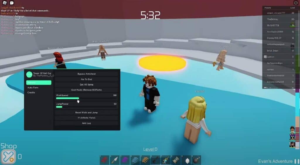 Image of Roblox Tower of Hell script gameplay
