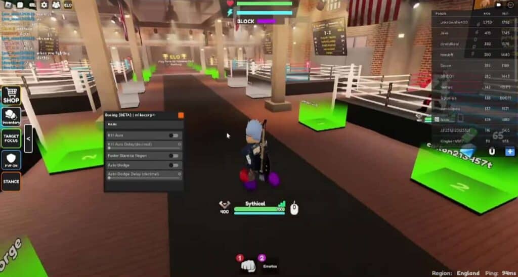 Screenshot of Roblox Boxing Beta script gameplay