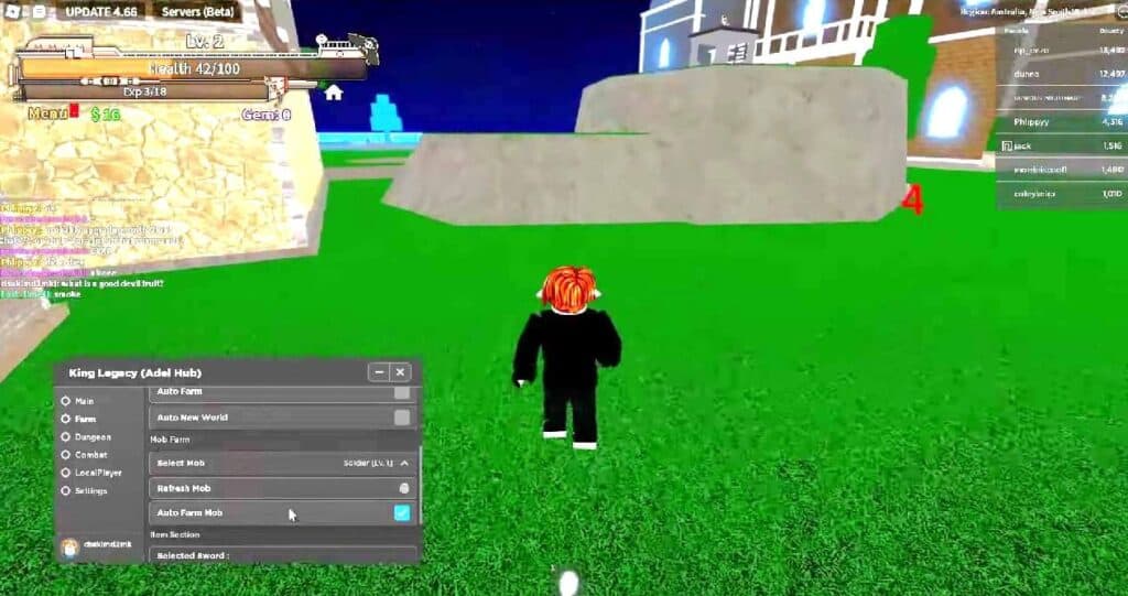 Image of Roblox King Legacy script gameplay