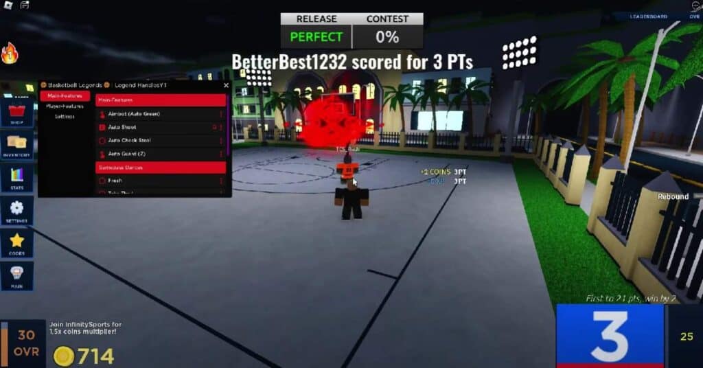 Screenshot of Basketball Legends script gameplay